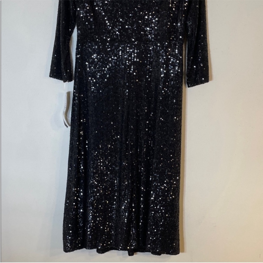 MSK Black Sequin A-Line Midi Dress. Small. NWT. - Picture 14 of 14